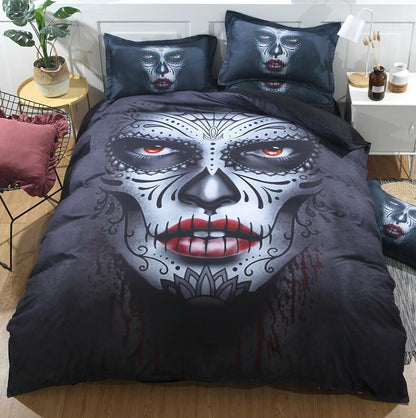 Gothic Black Skull Duvet Bedding Set