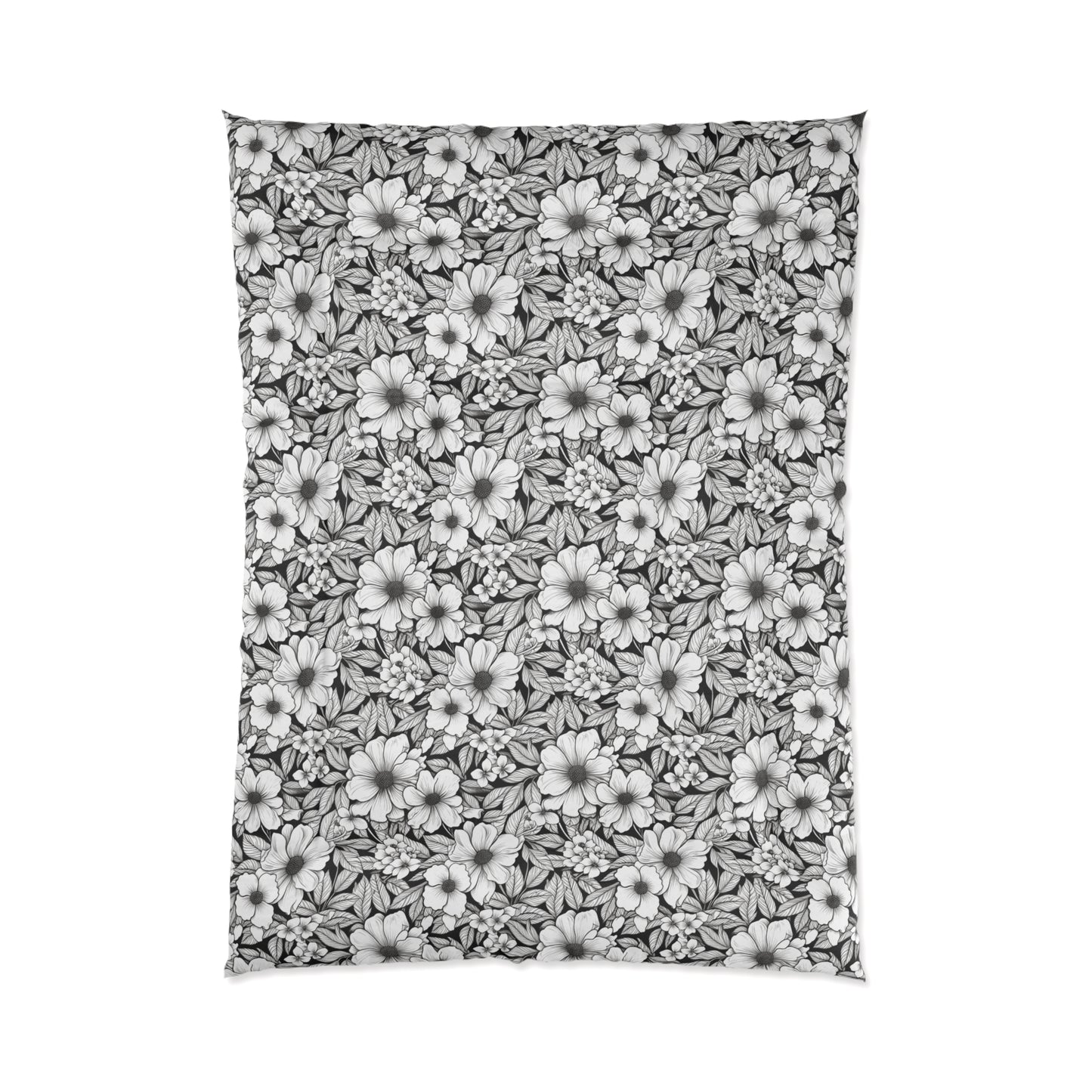 Black & White Forget-Me-Nots Comforter