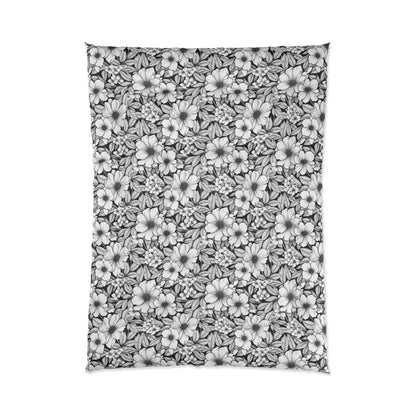 Black & White Forget-Me-Nots Comforter