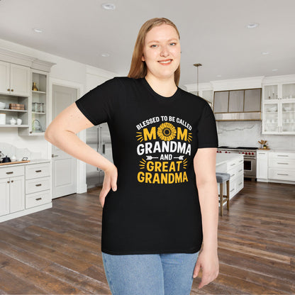 Blessed To Be Called Mom Grandma Great Grandma Adult T-shirt