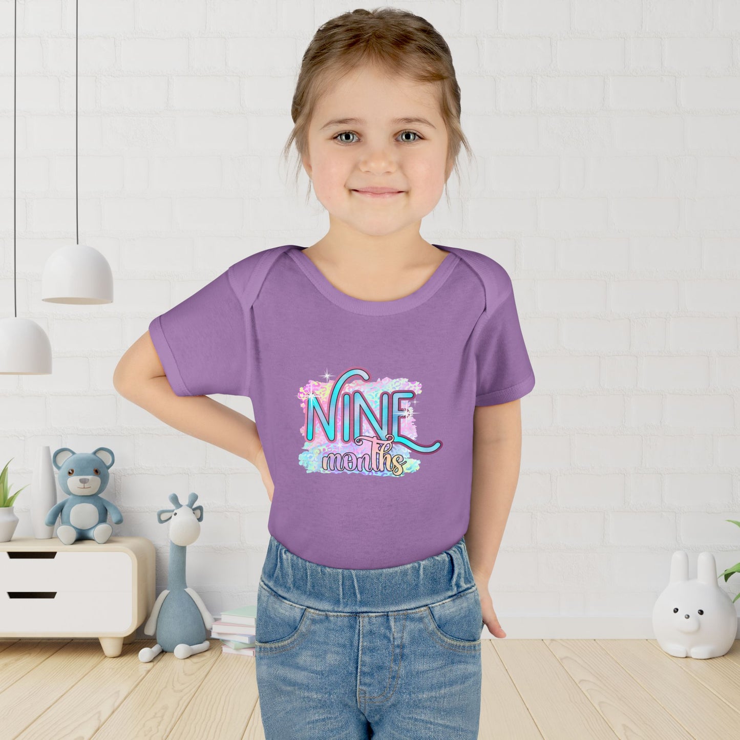 Pastel Wild One Milestone Baby Bodysuit-Nine Months