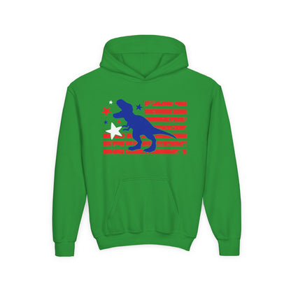 Distressed Patriotic T-Rex Youth Hoodie