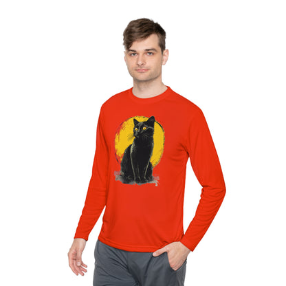 Black Cat Over Moon Adult Long Sleeve Tee