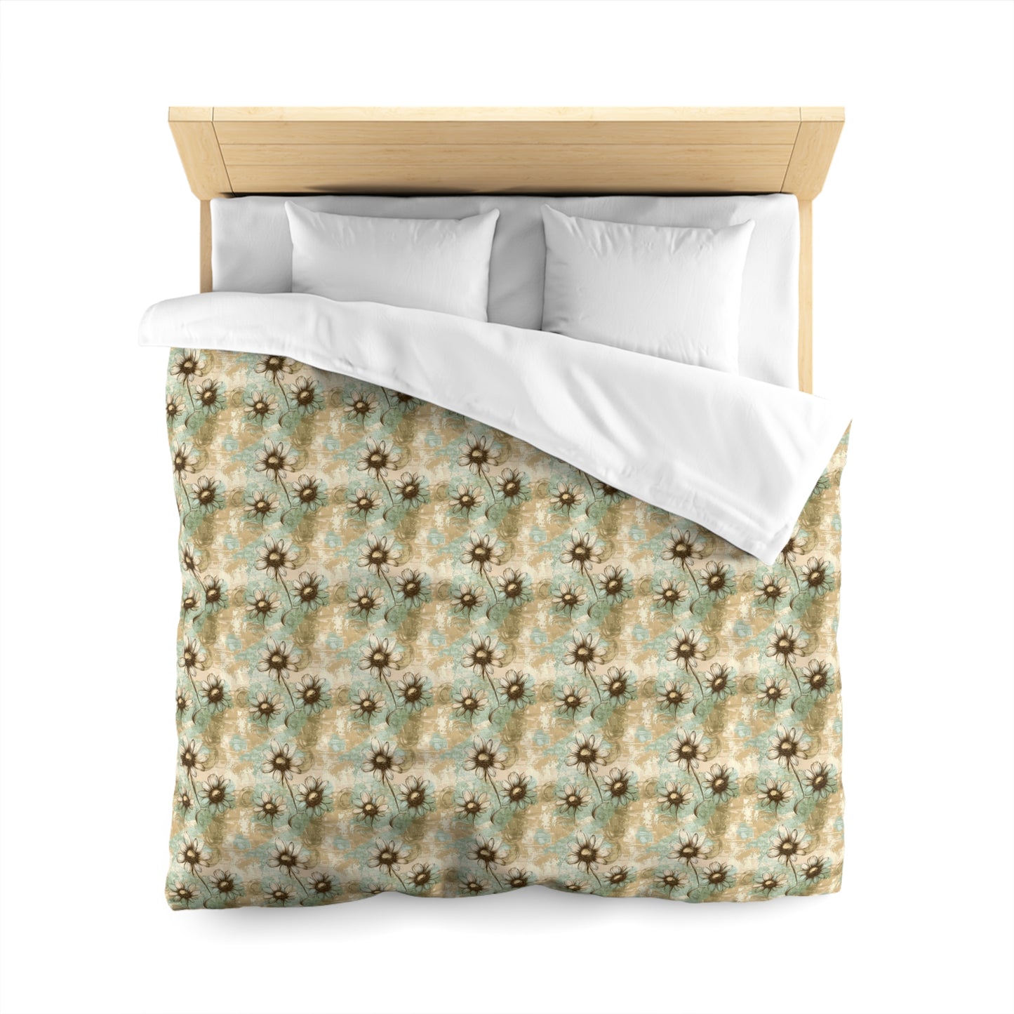 Worn Meadow Daisies Microfiber Duvet Cover