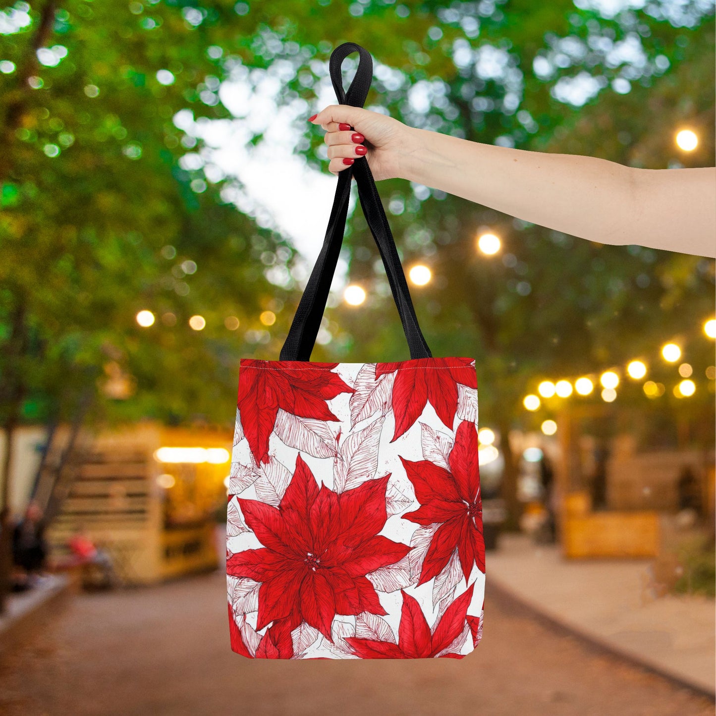 Christmas Blossom Sketch Canvas Tote Bag