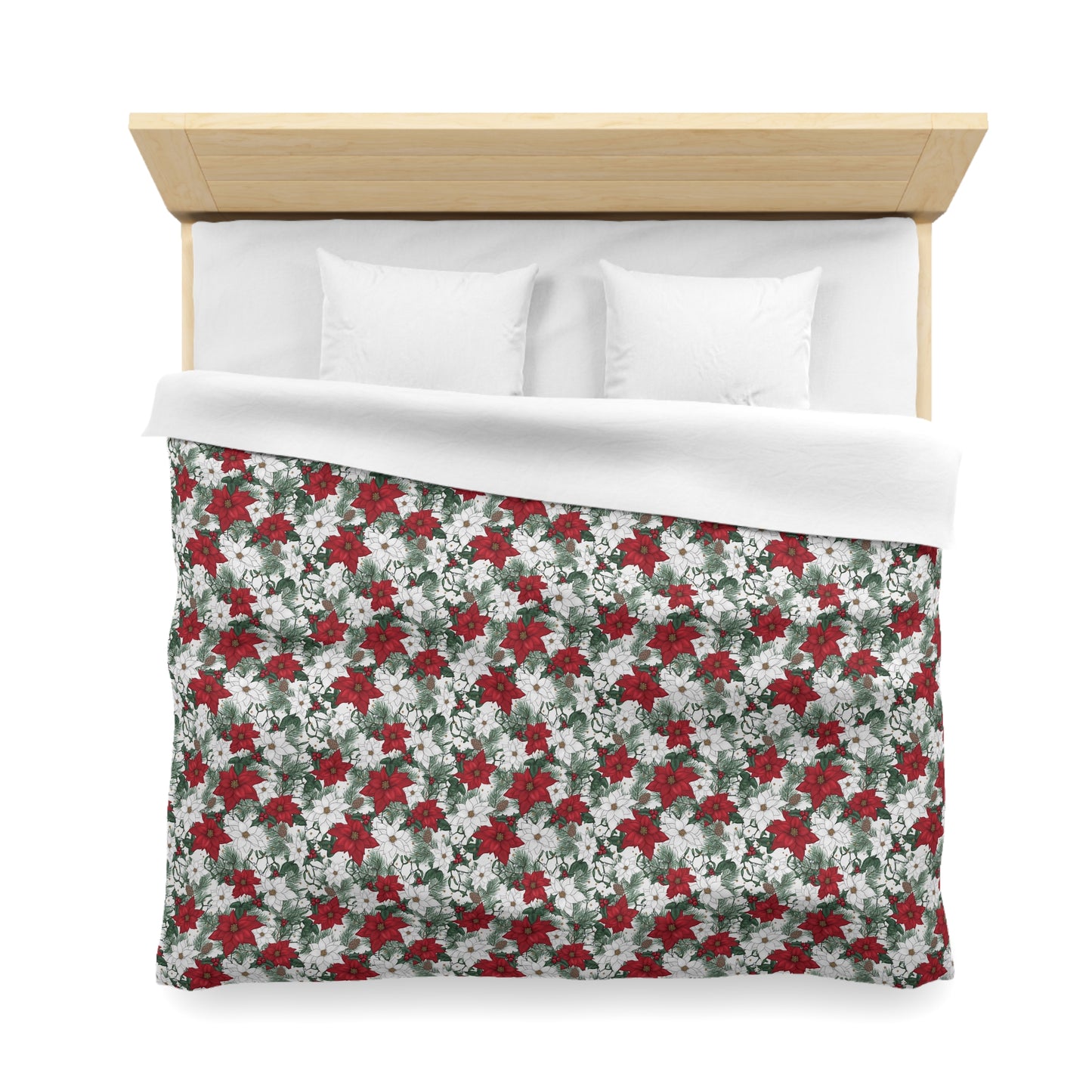 Winter Poinsettia Garden Microfiber Duvet Cover