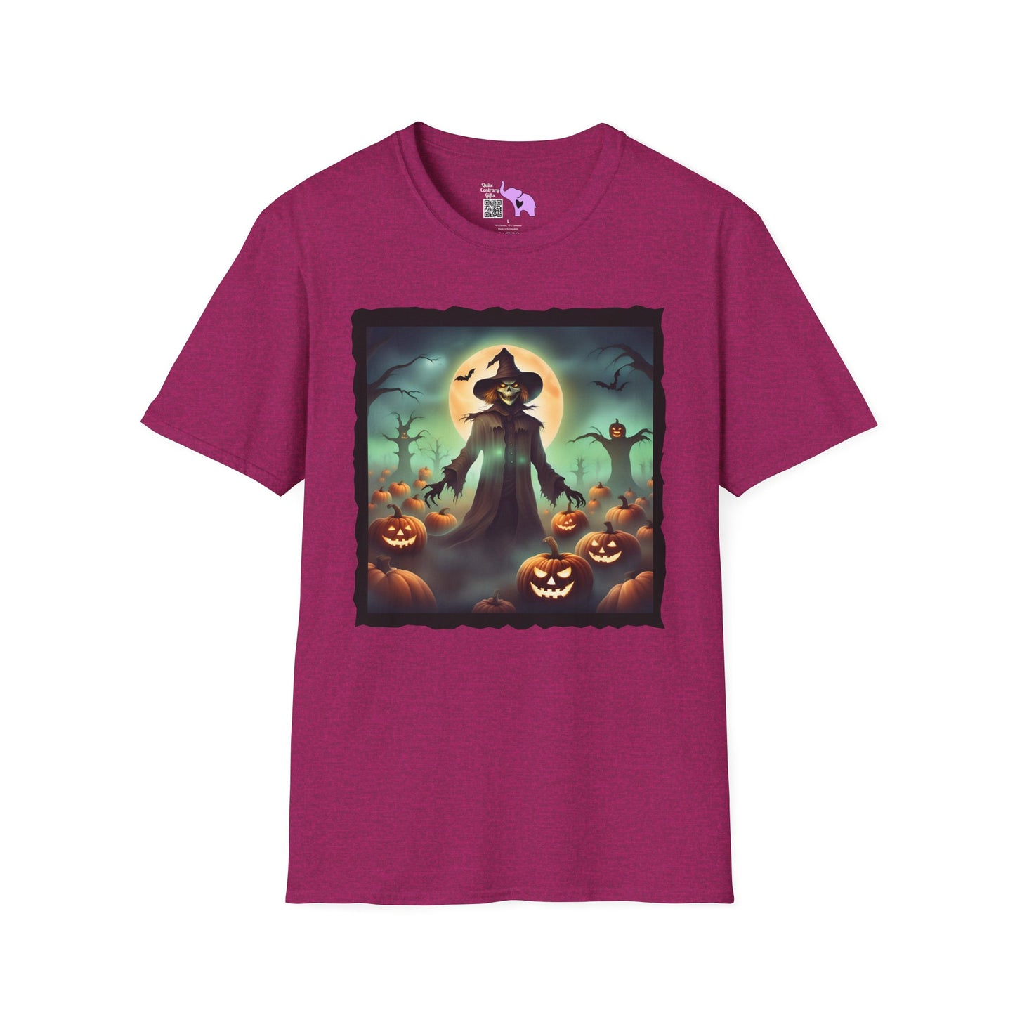 Halloween Scarecrow w/Pumpkins 4 Adult T-shirt