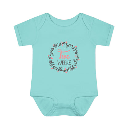 Pink Milestone Wreath Onesie-Two Weeks