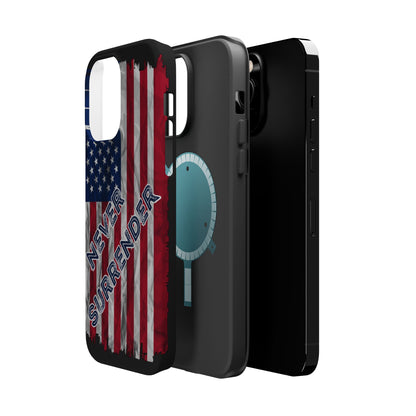 Never Surrender American Flag MagSafe® Compatible Tough Case for iPhone