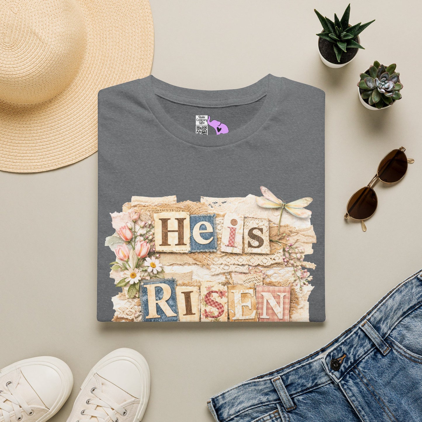 He Is Risen (Lace Collage) Adult T-shirt