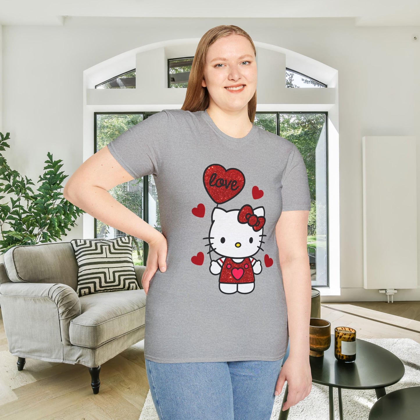 Valentines Hello Kitty Love Adult T-shirt