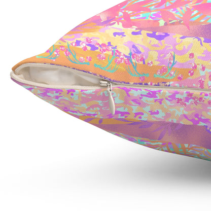 Wild Tropic Collage Throw Pillow