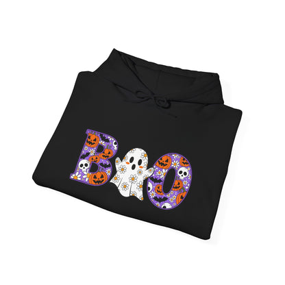 Cute Floral Boo w/Ghost Heavy Blend™ Hooded Sweatshirt