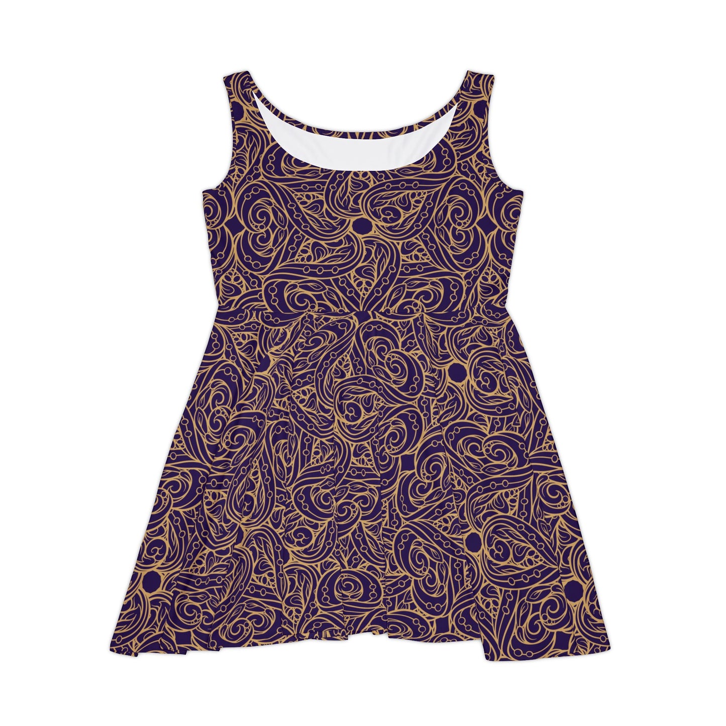 Golden Amethyst Radiance Mandala Women's Skater Dress
