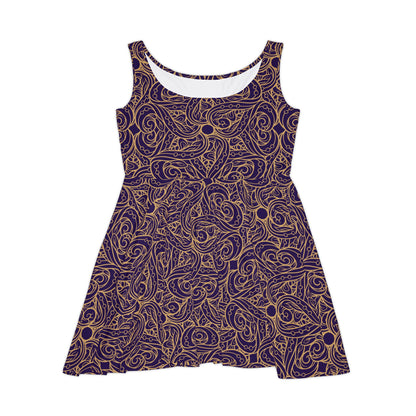 Golden Amethyst Radiance Mandala Women's Skater Dress