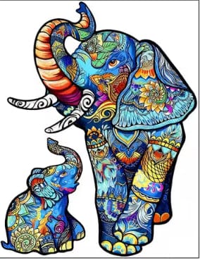 Mother & Baby Elephant Wooden Puzzle