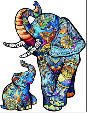 Mother & Baby Elephant Wooden Puzzle