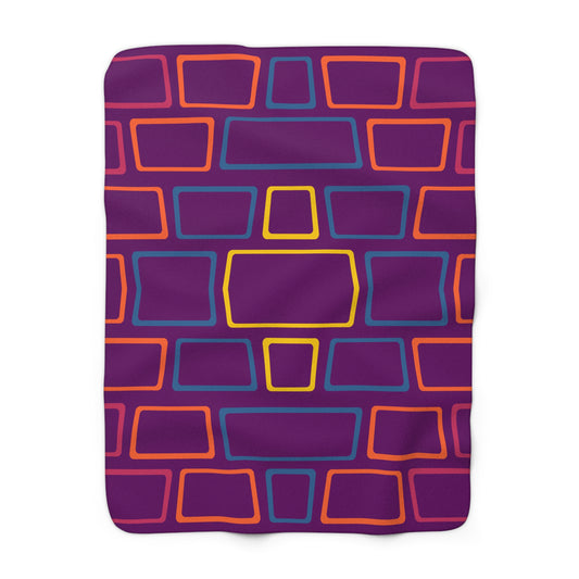 Purple Brick Wall Pattern Sherpa Fleece Blanket