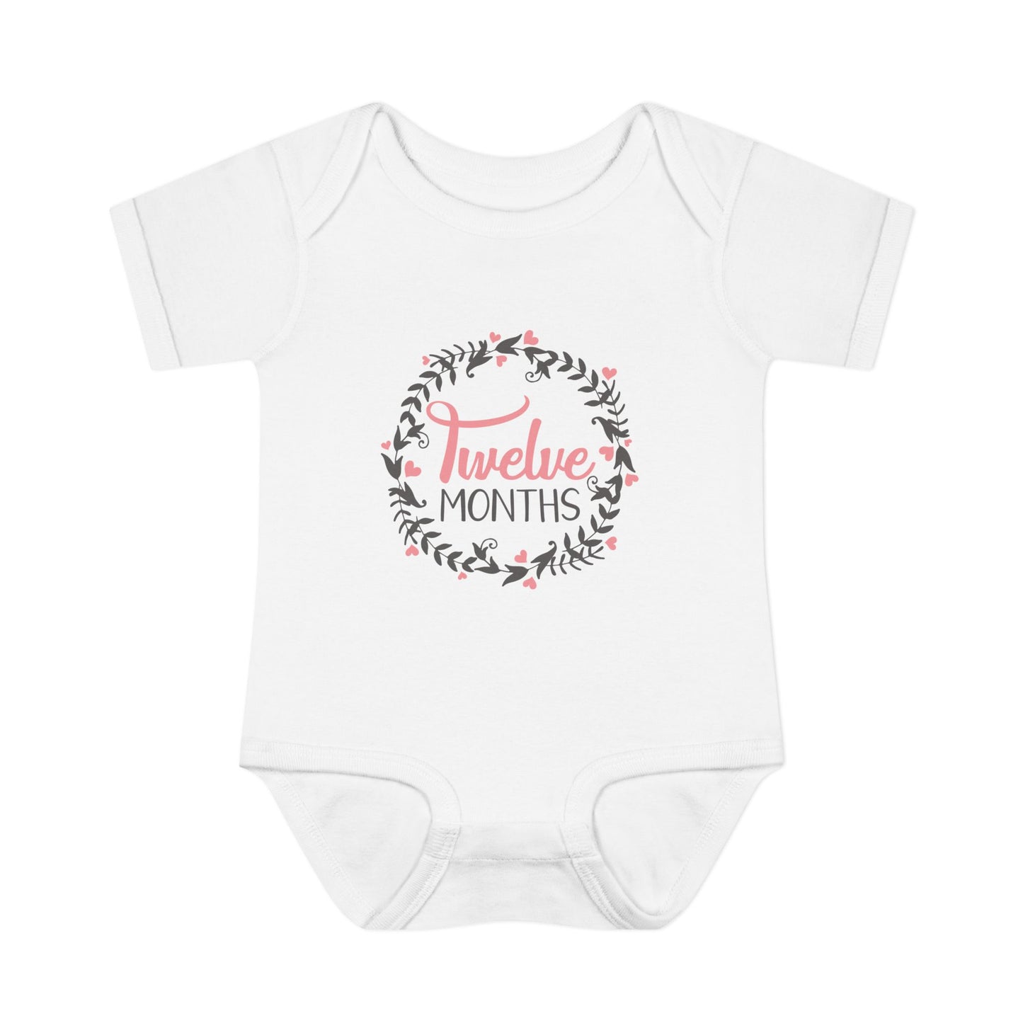 Pink Milestone Wreath Onesie-Twelve Months