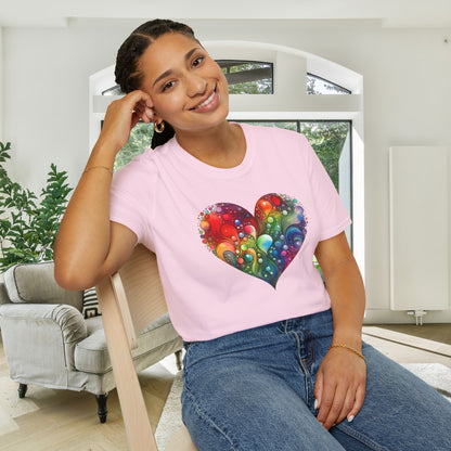 Color Burst Heart Adult T-shirt