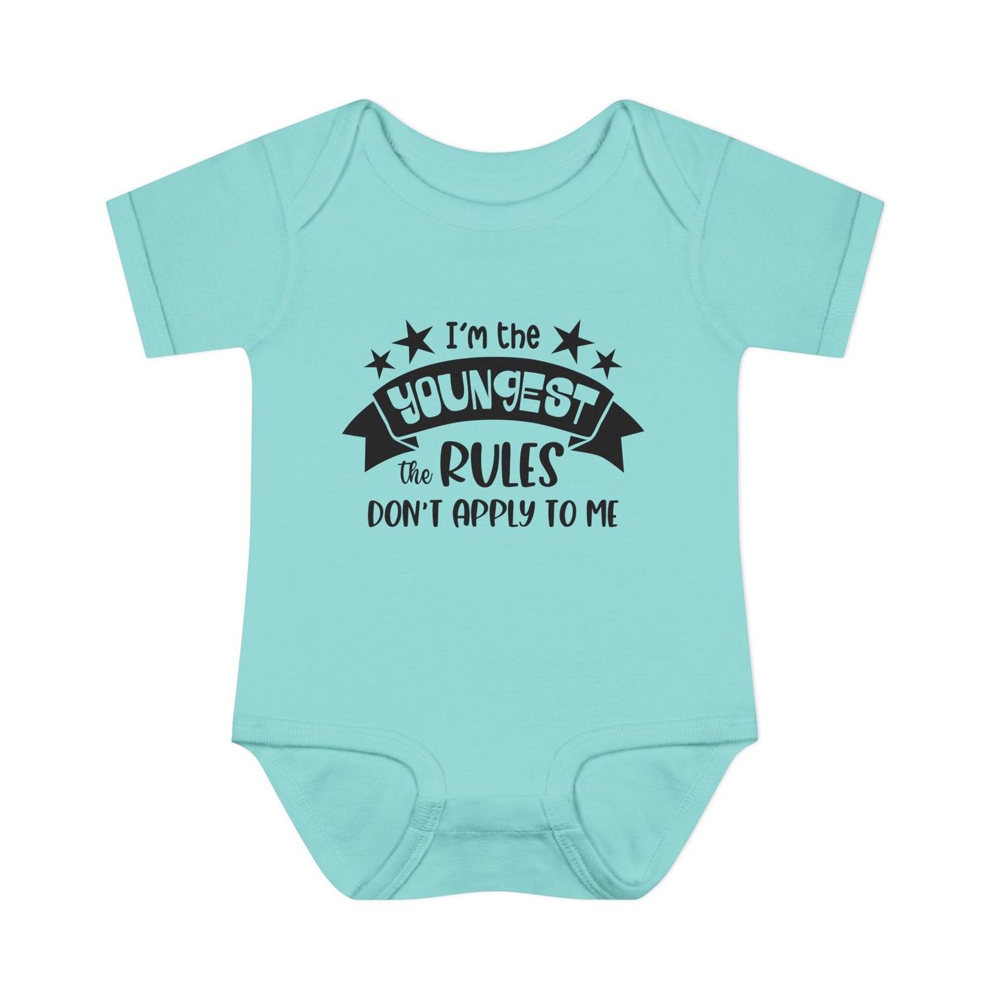 I'm The Youngest The Rules Don't Apply To Me Infant Baby Rib Bodysuit