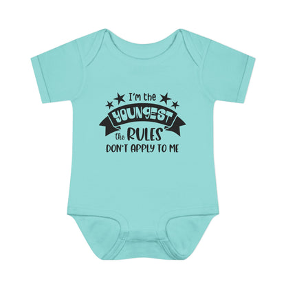 I'm The Youngest The Rules Don't Apply To Me Infant Baby Rib Bodysuit