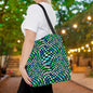Warped Green Checkered Canvas Tote Bag