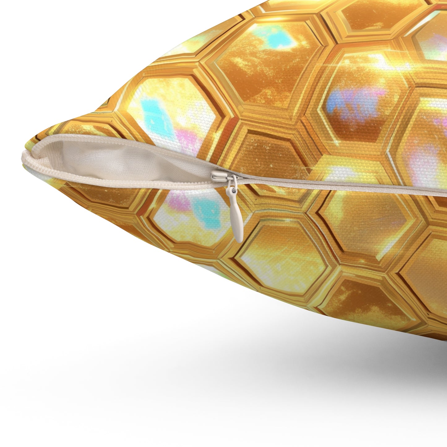 Golden Prism Grid Throw Pillow