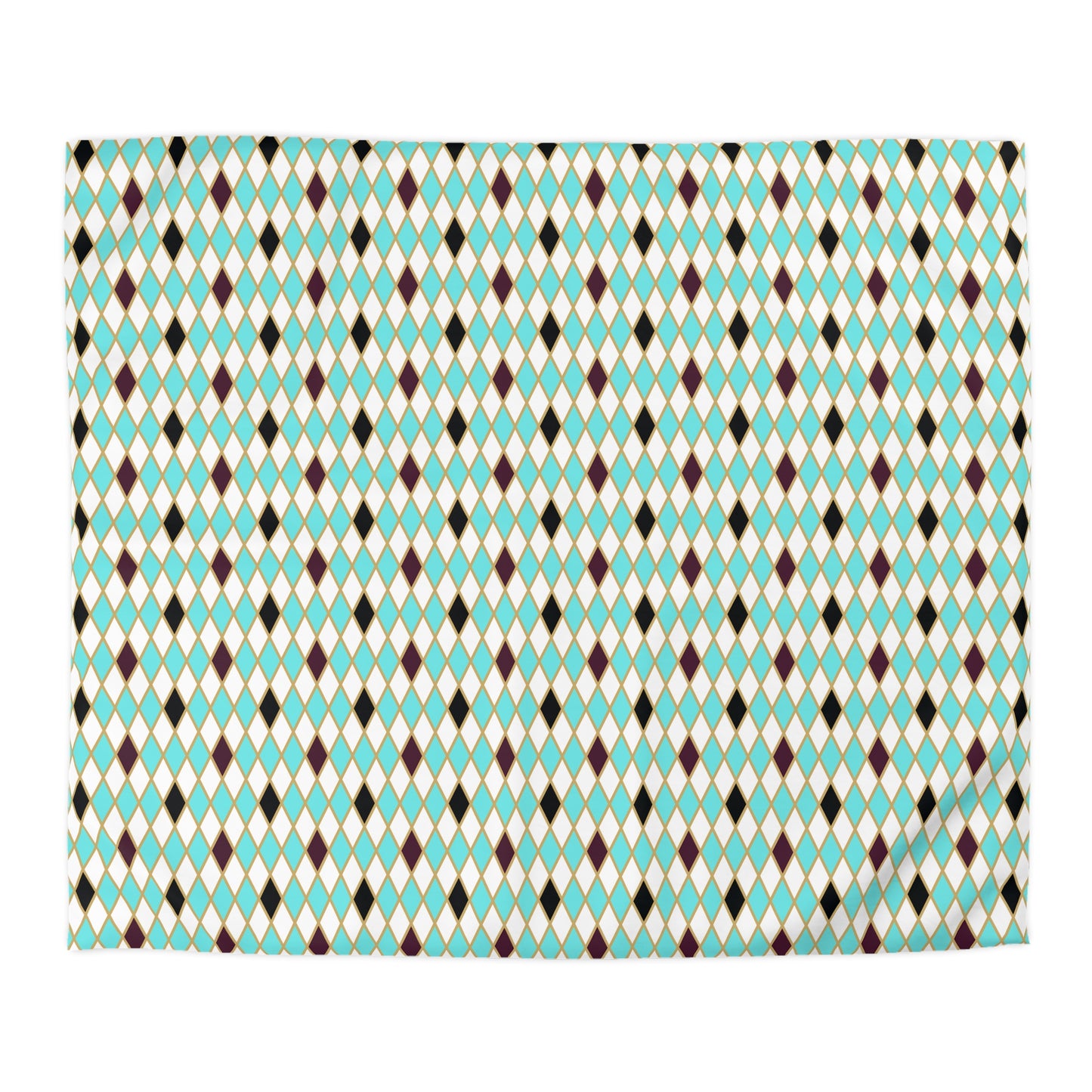 Teal/White Harlequin Microfiber Duvet Cover