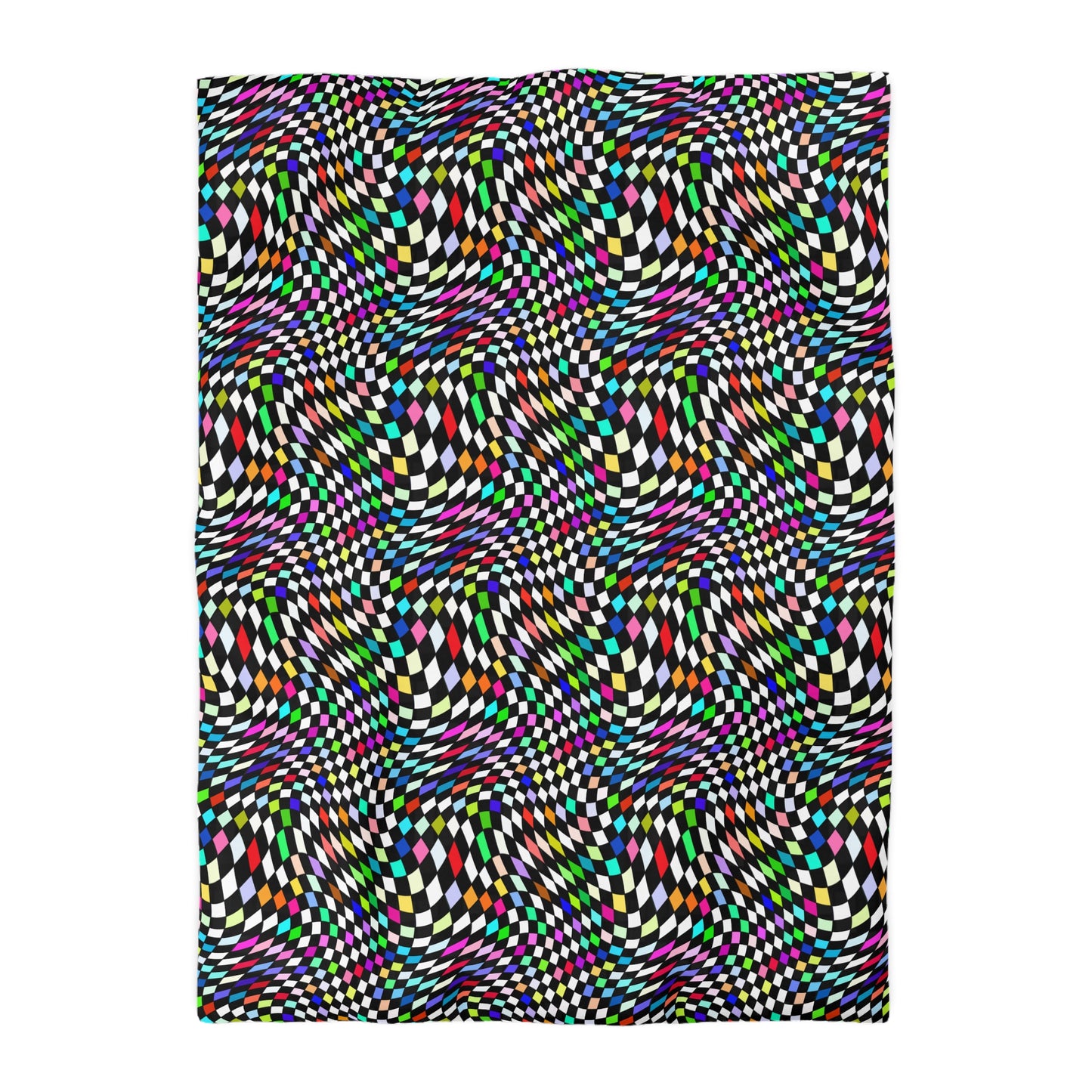 Warped Colorful Checkered Microfiber Duvet Cover