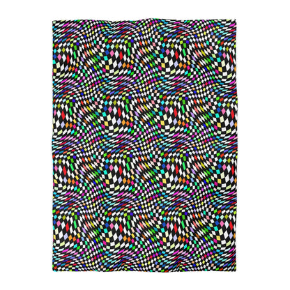 Warped Colorful Checkered Microfiber Duvet Cover