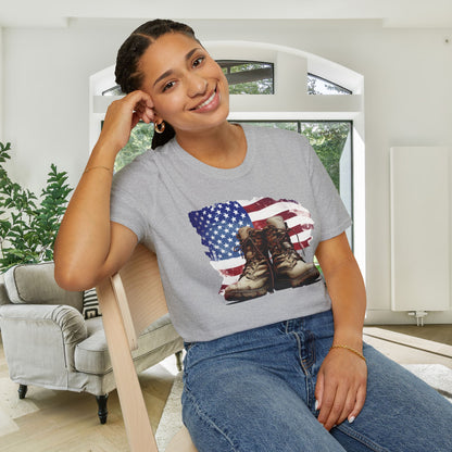 American Flag & Boots Adult T-shirt