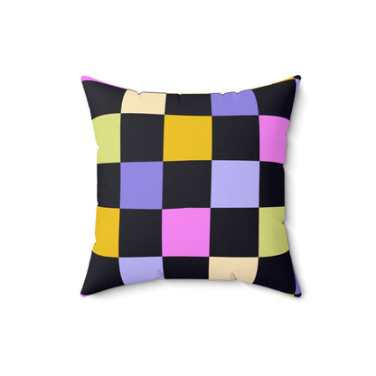 Joyful Checkerboard Throw Pillow