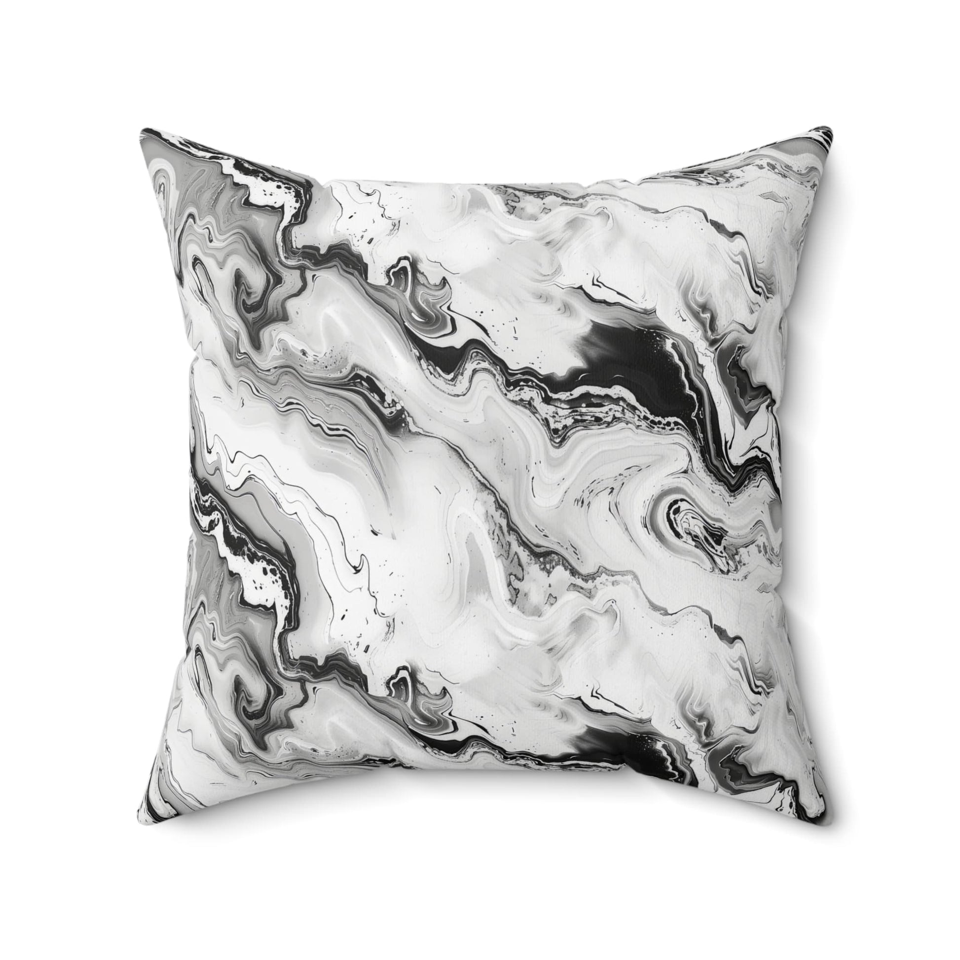 Frost Veil Marble Throw Pillow