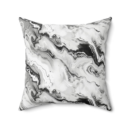 Frost Veil Marble Throw Pillow