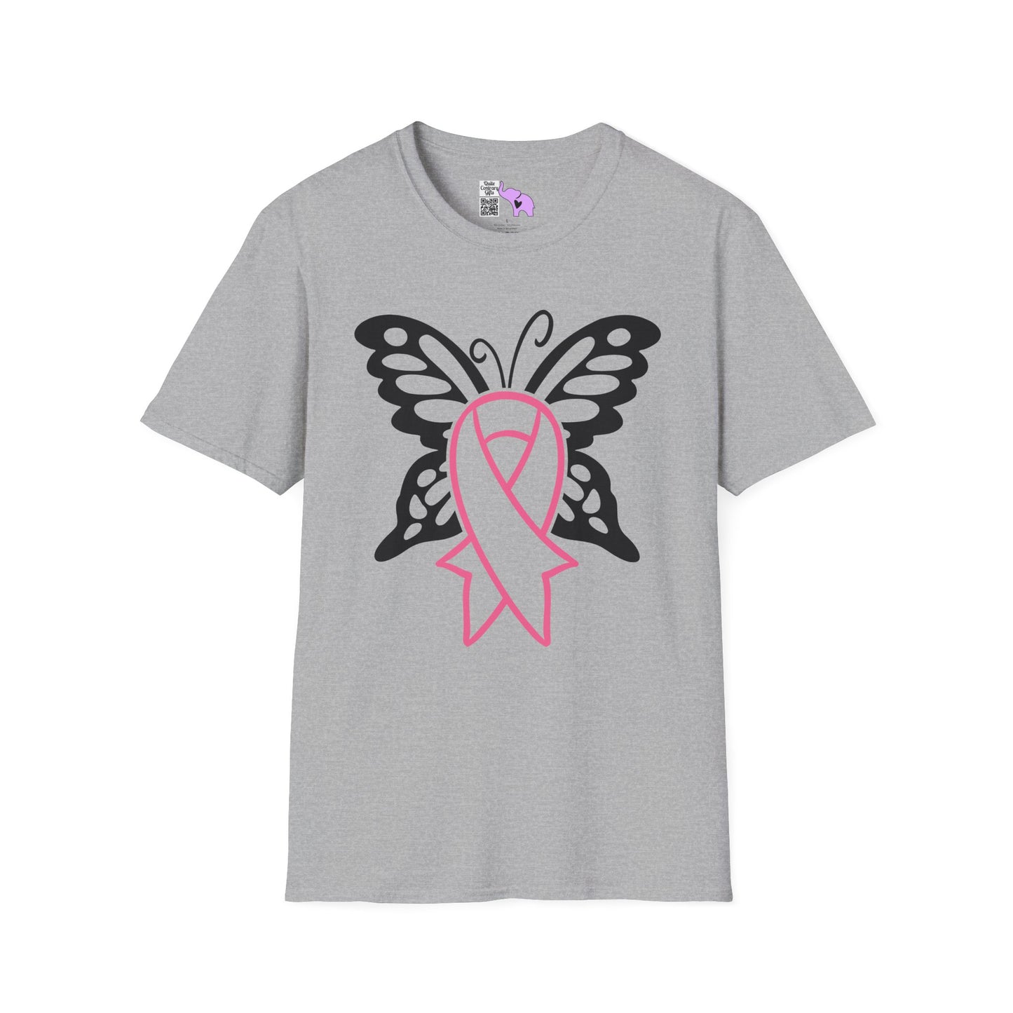 Butterfly Pink Support Ribbon Adult T-shirt