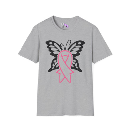 Butterfly Pink Support Ribbon Adult T-shirt