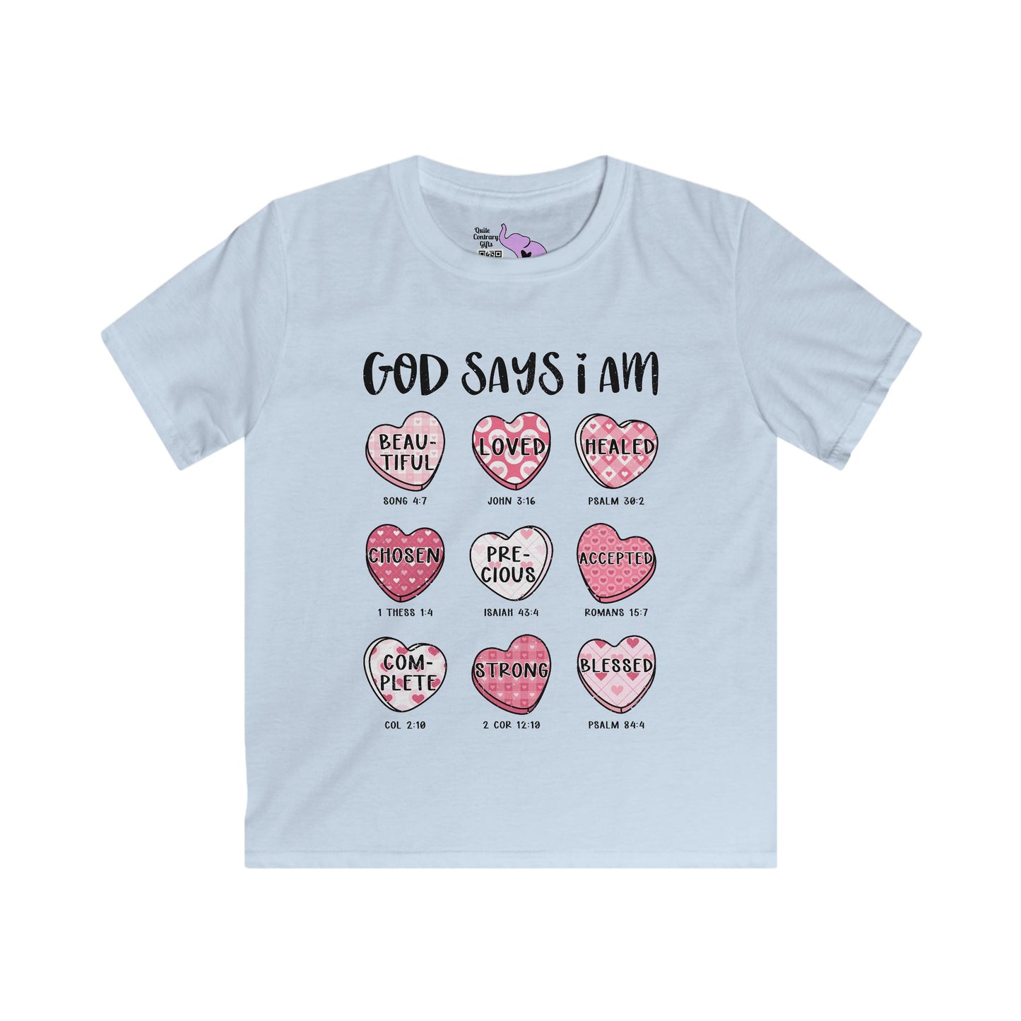 God Says I Am... (Conversation Heart) Youth Softstyle Tee