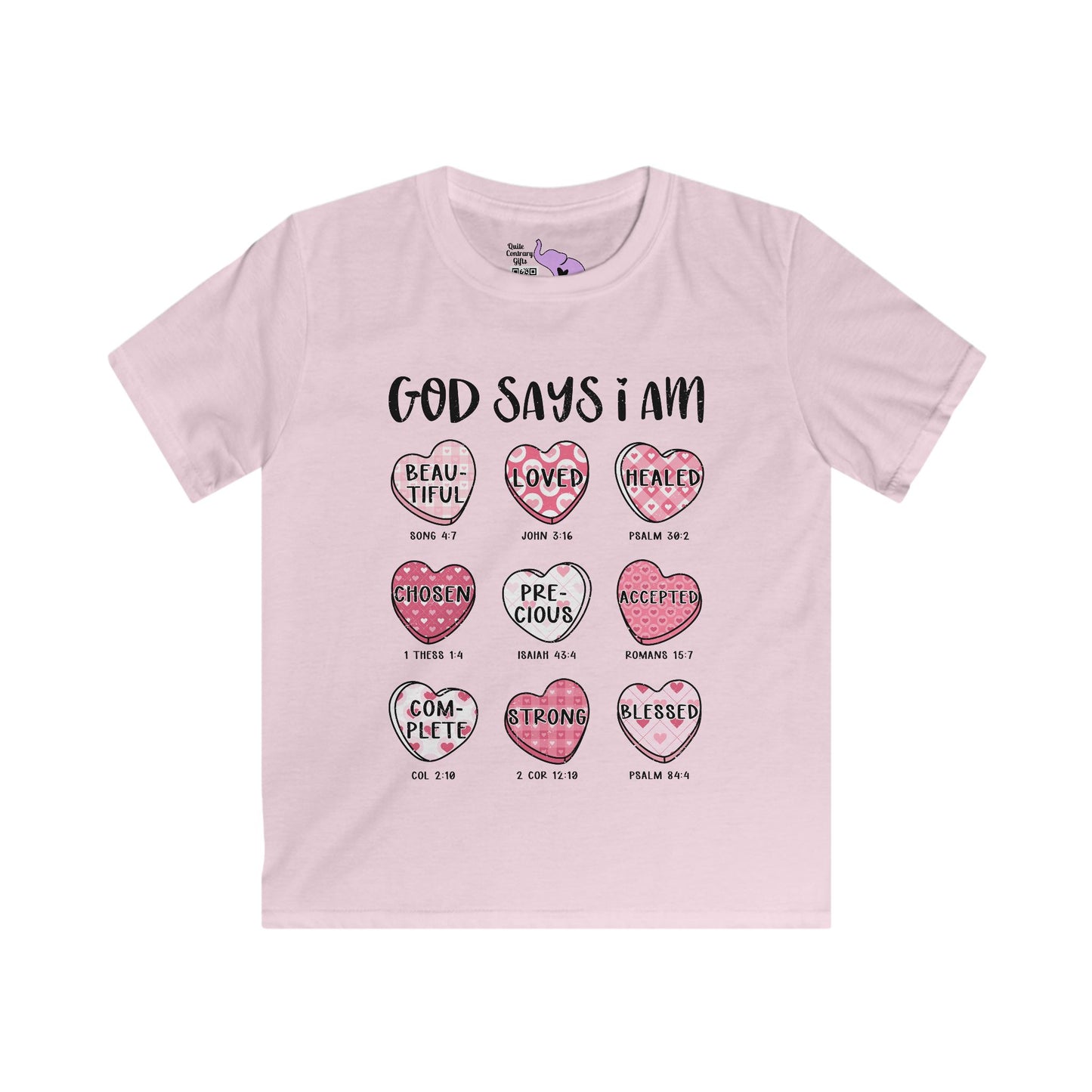 God Says I Am... (Conversation Heart) Youth Softstyle Tee