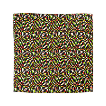 Warped Yellow/Green Checkered Duvet Bedding Set