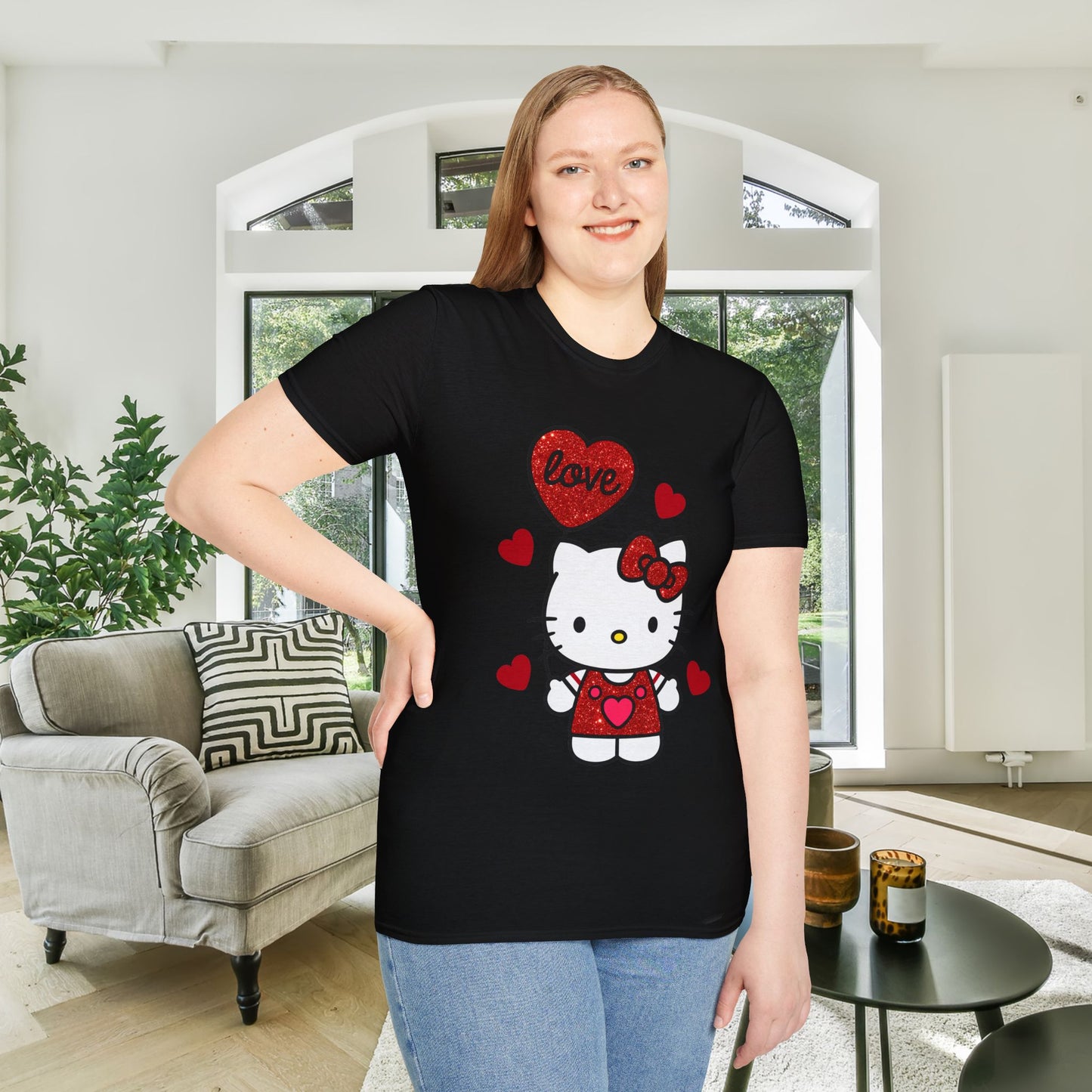 Valentines Hello Kitty Love Adult Unisex Tshirt