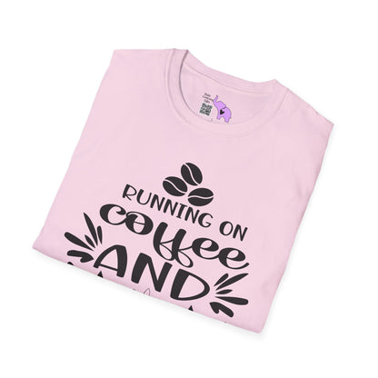 Running On Coffee And Sarcasm Adult T-shirt