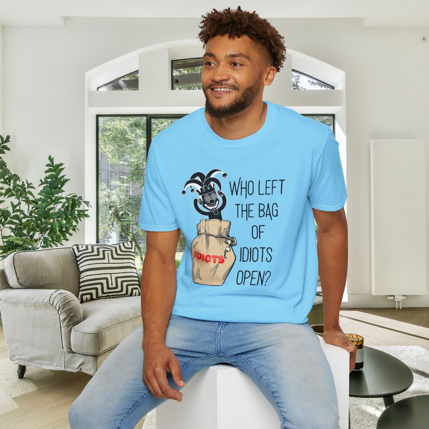 Who Left The Bag of Idiots Open Adult T-shirt