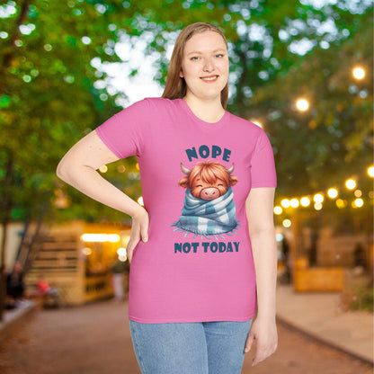 Nope Not Today Cute Cow Adult T-shirt