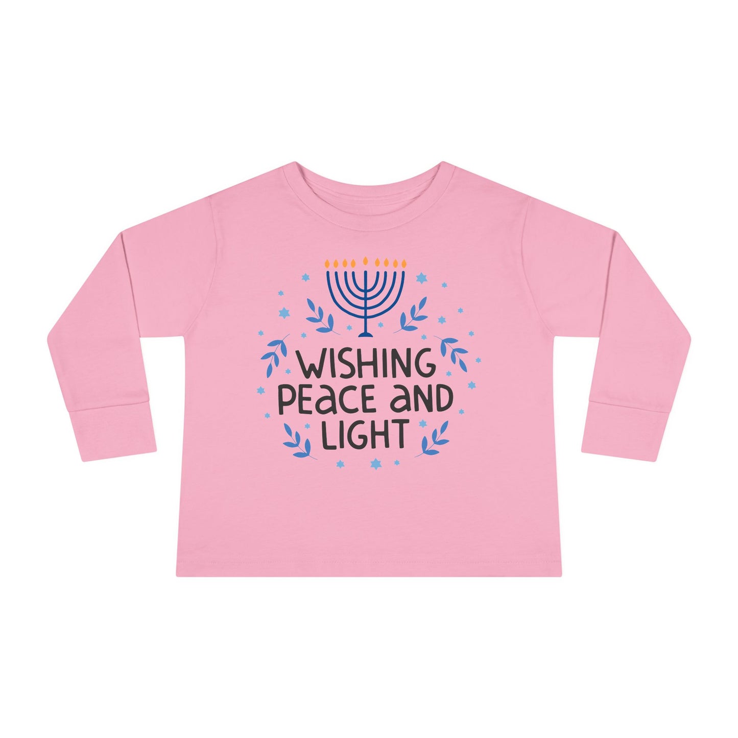 Hanukkah Wishing Peace & Light Toddler Long Sleeve Tee