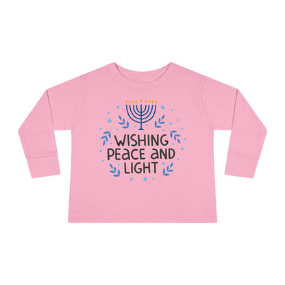 Hanukkah Wishing Peace & Light Toddler Long Sleeve Tee