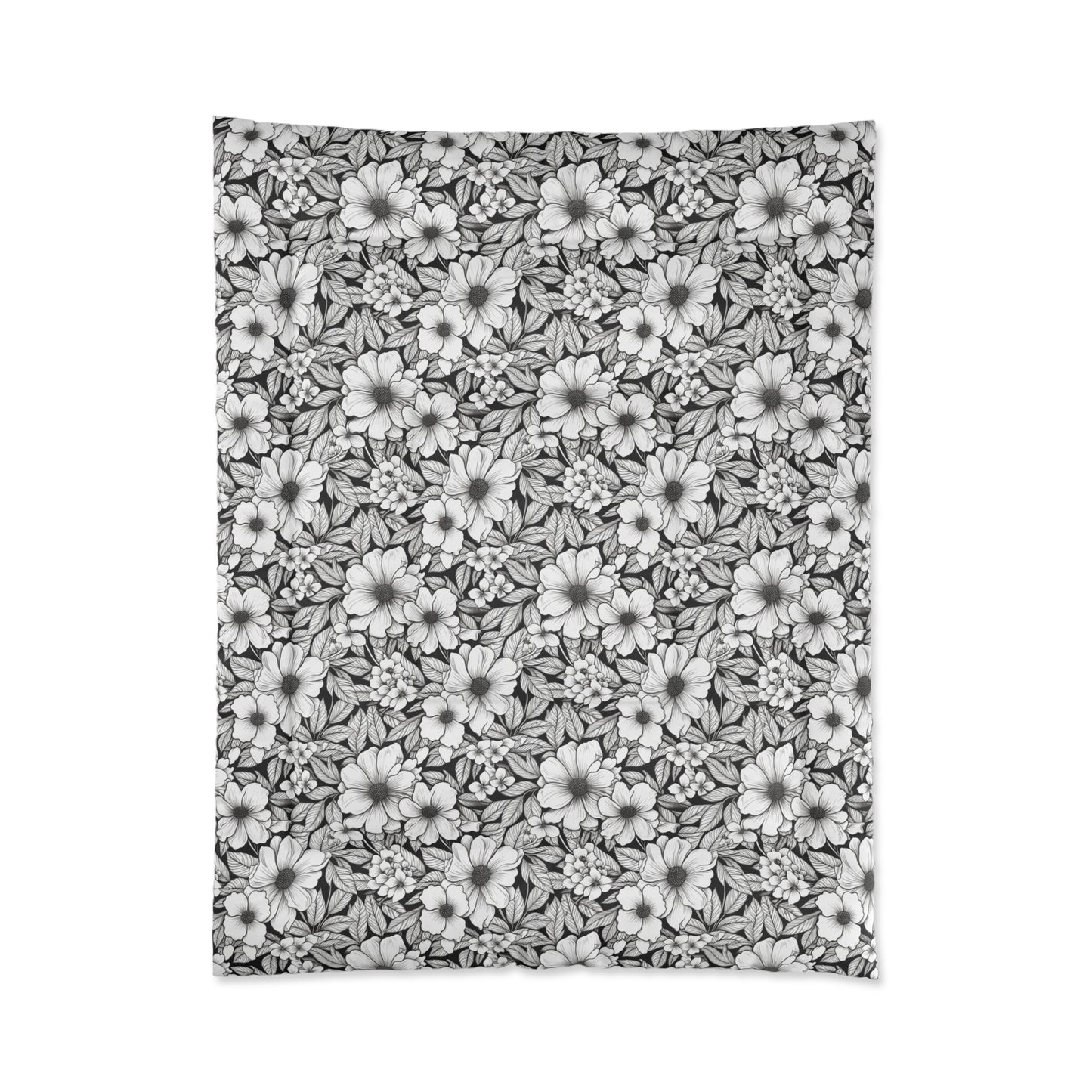Black & White Forget-Me-Nots Comforter