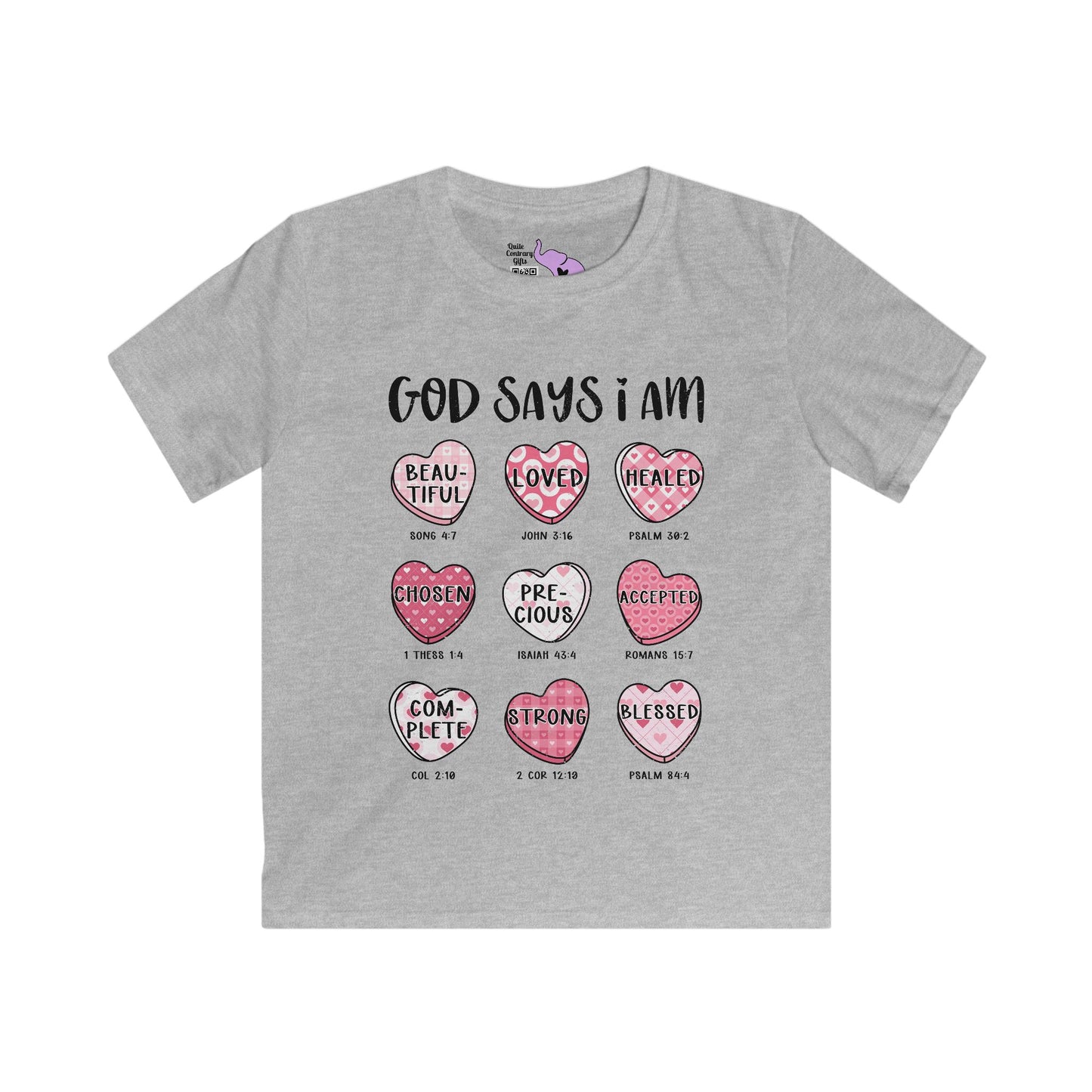 God Says I Am... (Conversation Heart) Youth Softstyle Tee