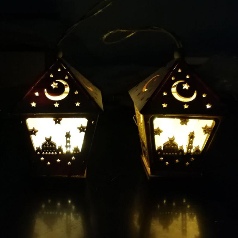 Small Wooden House Ramadan Lantern with LED lights