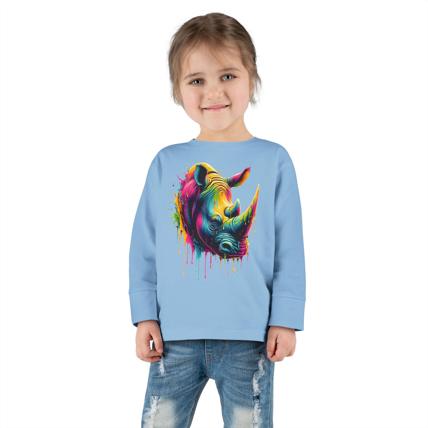 Colorful Rhino Toddler Long Sleeve Tee